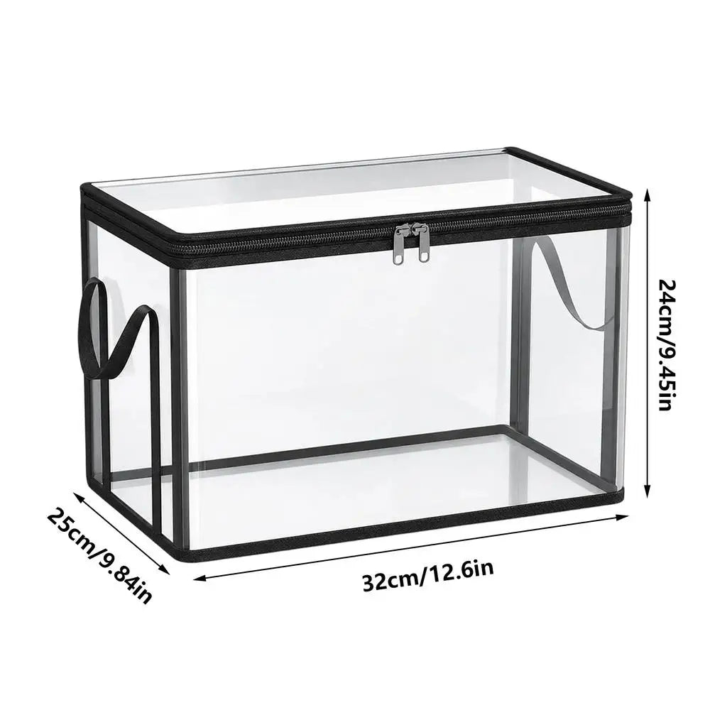 Clear Stackable PVC Storage Box – Large Dustproof Bin Storage Box Peaceful Pleasures Health and Wellness M Black