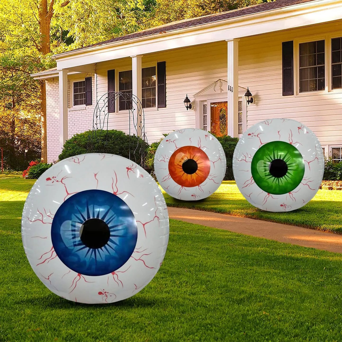 55CM/22Inch Halloween decoration balloon horror 4D inflatable eyeball Halloween theme eyeball party home decoration horror props Peaceful Pleasures Health and Wellness