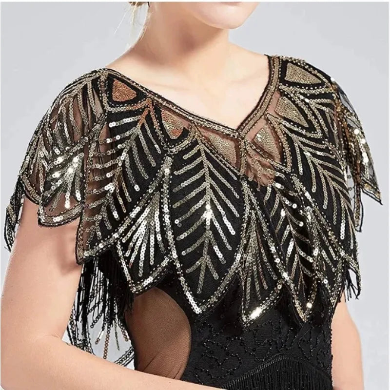 Beaded Maternity Photography Wrap - Roaring 20s Style Evening Shawl - Glamorous Pregnancy Photo Prop (See-Through Design) Peaceful Pleasures Health and Wellness
