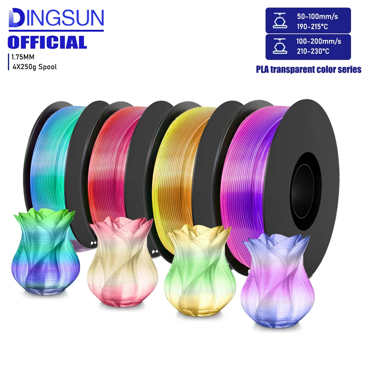 Gradient Multi-Color PLA Filament 1.75mm Bundle | 3D Maliang