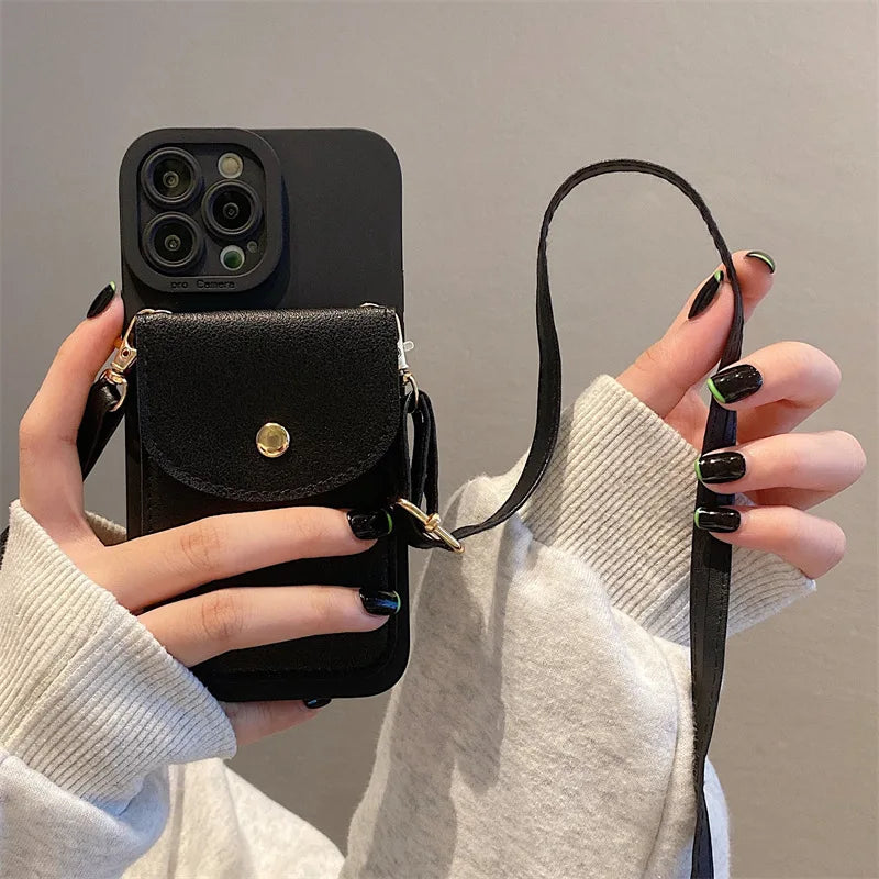 case for iphone 15 pro max with pocket wallet phone case case for iphone 17 pro max with card protective phone cases magnetic Peaceful Pleasures Health and Wellness Black iPhone 14