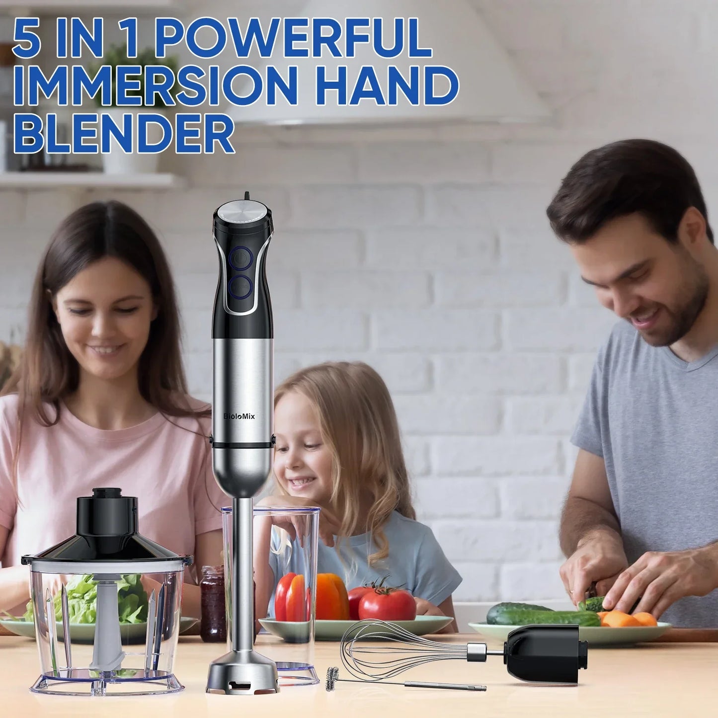 BioloMix 5-in-1 Immersion Hand Blender 1500W | Food Processor Peaceful Pleasures Health and Wellness