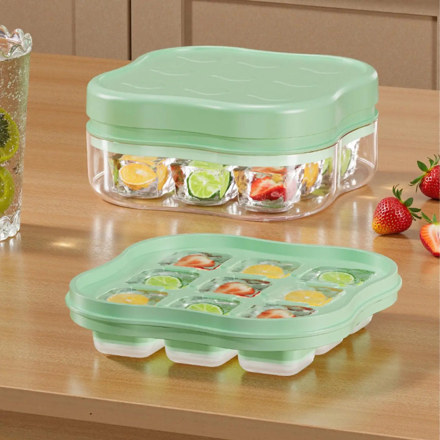 9-Grid Ice Cube Mold with Lid Food Grade Freezer Tray For Whiskey Cocktail Bourbon Juice, Summer Home Bar Restaurant Party Peaceful Pleasures Health and Wellness