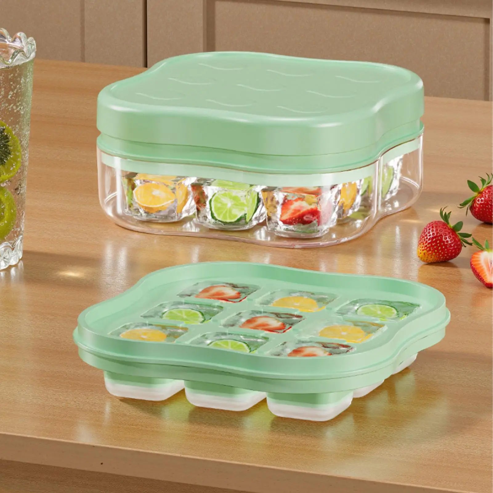 9-Grid Ice Cube Mold with Lid Food Grade Freezer Tray For Whiskey Cocktail Bourbon Juice, Summer Home Bar Restaurant Party Peaceful Pleasures Health and Wellness