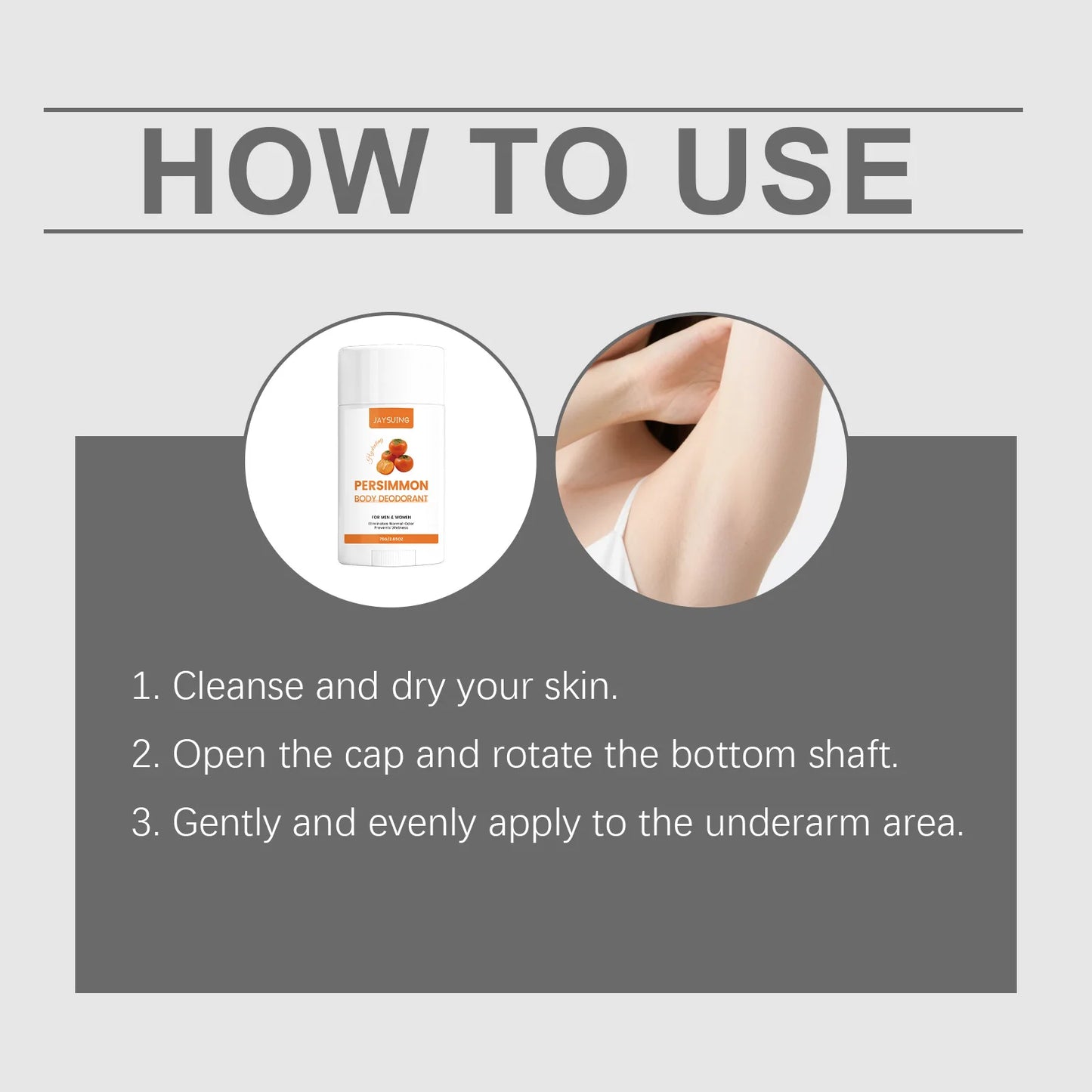 Persimmon Scent Deodorant Stick Remove Body Odor Lasting Refresh Reduce Underarm Sweat Women Men Skin Underarm Antiperspirant Peaceful Pleasures Health and Wellness