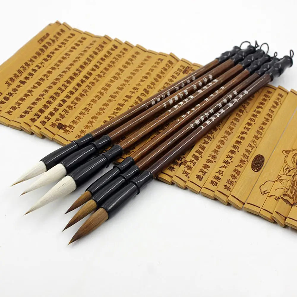 Writing Practice White Woolen Stationery Chinese Calligraphy Writing Brush Brush Pen Brown Weasel Hair Peaceful Pleasures Health and Wellness