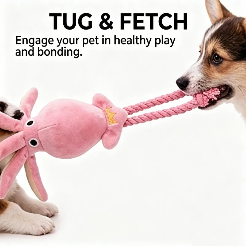 Squeaky Octopus Dog Toy | Cotton Rope Chew Toy for Puppies Interactive Dog Toy Peaceful Pleasures Health and Wellness