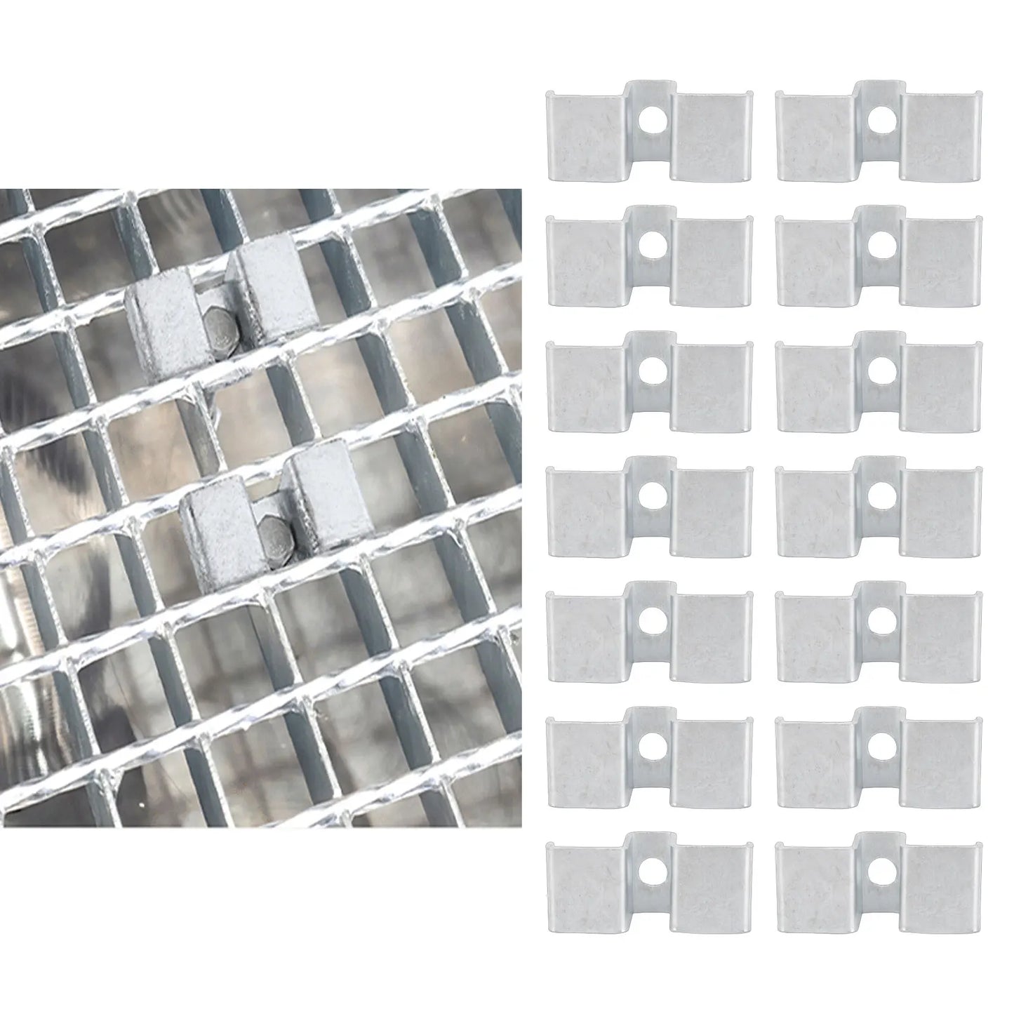 25pcs Grating Clamps Galvanized Steel Saddle Clamps for Industrial Flooring Drainage Systems Mezzanines Walkways Stair Treads Peaceful Pleasures Health and Wellness