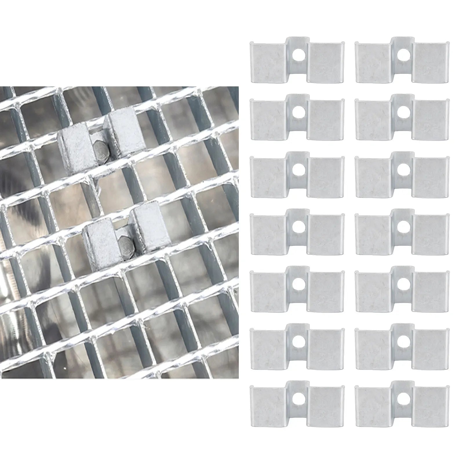 25pcs Grating Clamps Galvanized Steel Saddle Clamps for Industrial Flooring Drainage Systems Mezzanines Walkways Stair Treads Peaceful Pleasures Health and Wellness