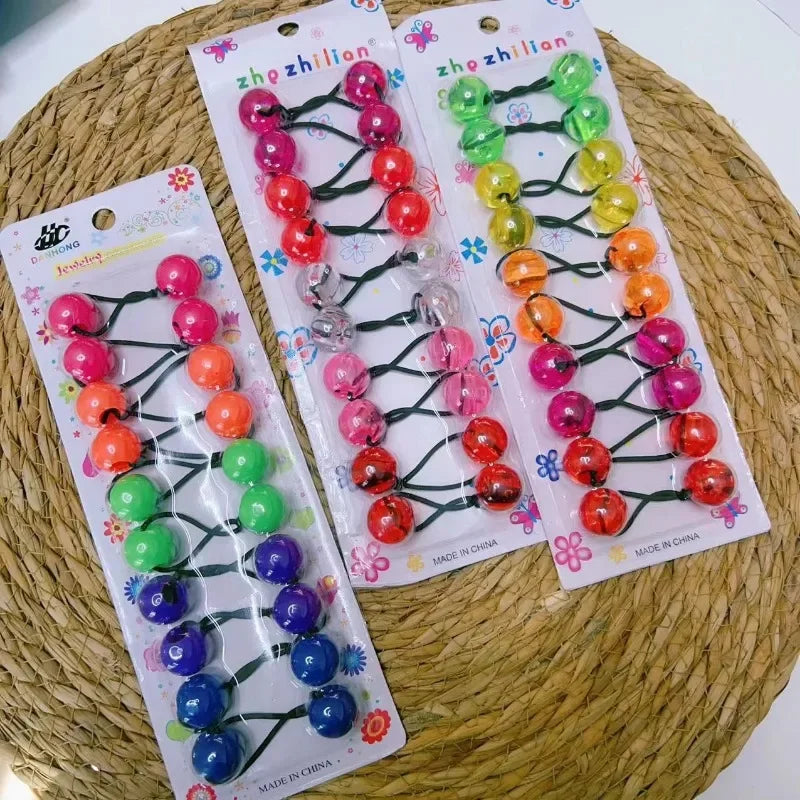 10pcs Elastic Ball Hair Ties for Girls | Colorful Beaded Bobbles Kids Hair Accessories Peaceful Pleasures Health and Wellness