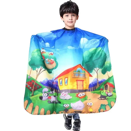 Kids Hair Cutting Cape Gown Hairdresser Barber Apron Hairdressing Children Girls Boys Hair Cut Cloak Umbrella Protecter Peaceful Pleasures Health and Wellness