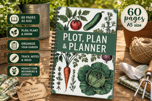 Plot Plan Planner A5 Garden Journal Notebook Vegetable Flower Peaceful Pleasures Health and Wellness 1Pcs A5