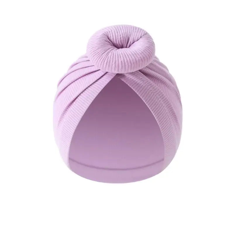 Baby Turban Hat – Soft Cotton Elastic Bun Knot Cap (0–6 Months)