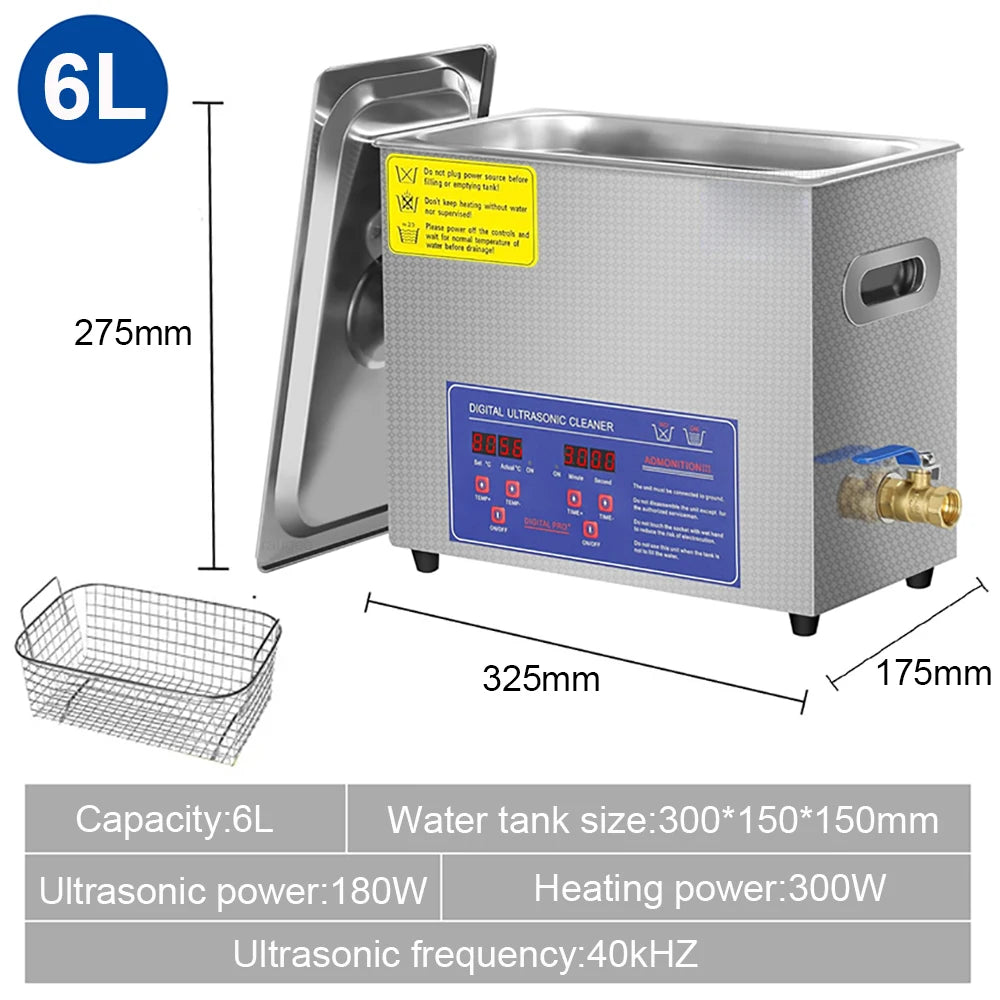 1.3L 2L 3L 6L 10L 15L 22L 30L Ultrasonic Cleaner with Heated Portable Lave-Dishes Washing Machine Diswasher Ultrasound Cleaner Peaceful Pleasures Health and Wellness 6L US