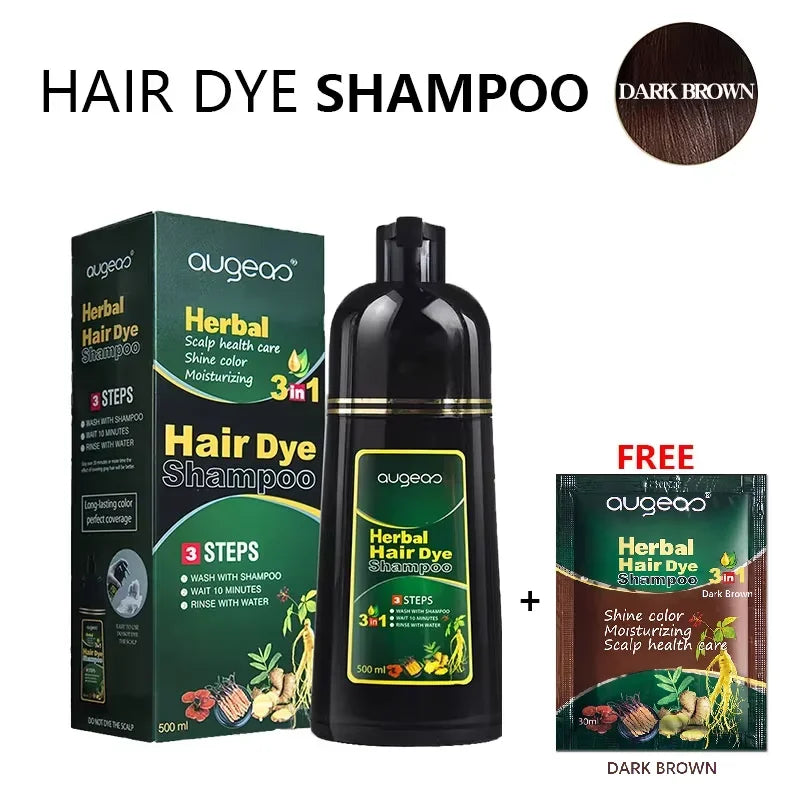 Natural Plant Hair Dye Shampoo – 6 Colors, Fast Gray Coverage, 30–500ml Peaceful Pleasures Health and Wellness 500ml Dark Brown