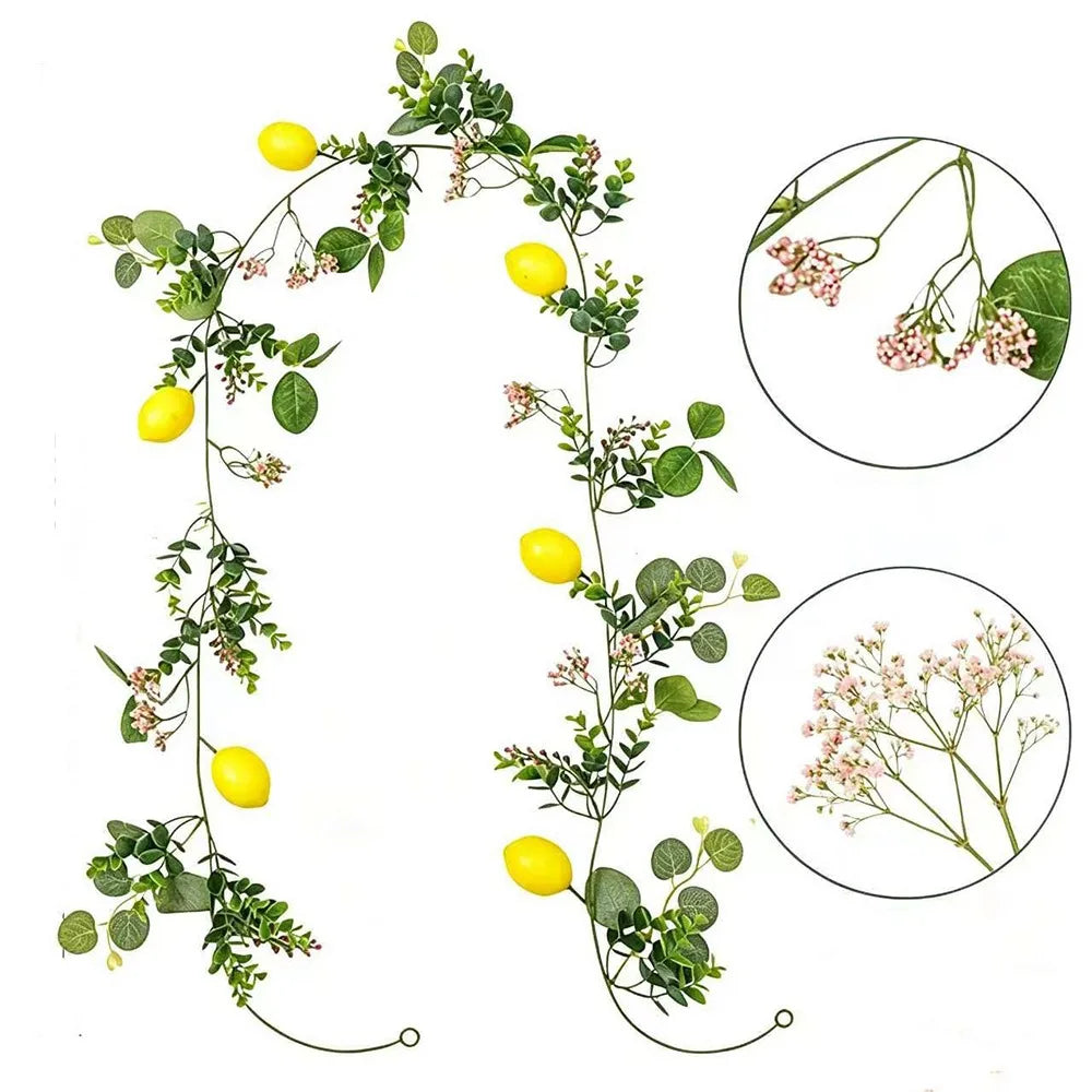 200cm Artificial Lemon Vine | Realistic Faux Silk Branch Decor