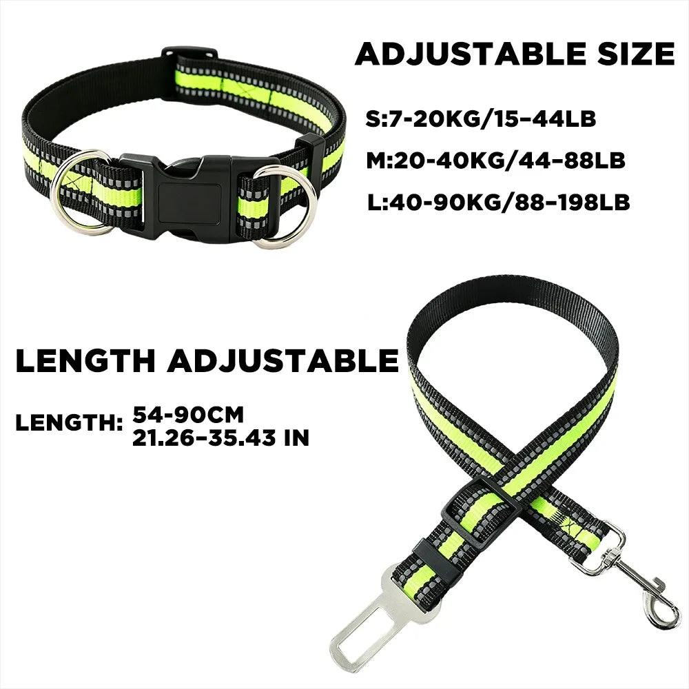 2-in-1 Car Seat Belt for Dogs, Headrest Dog Safety Harness & Leash - Adjustable Nylon Vehicle Pet Restraint, Tangle-Free Travel Peaceful Pleasures Health and Wellness