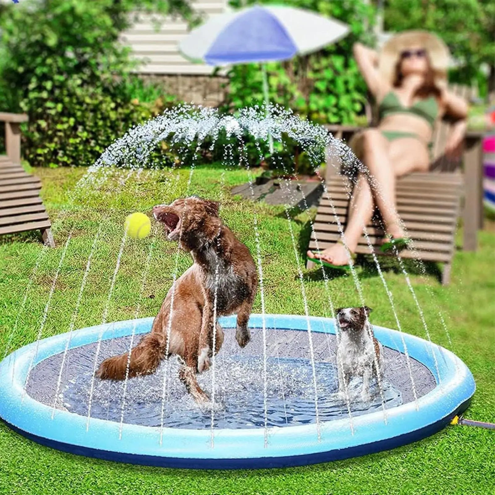 Sprinkler Water Play Mat Kids Sprinkler Pad Play Area Reusable Non Slip Outdoor Sprinkler Pad Water Game Toys for Children Boys Peaceful Pleasures Health and Wellness