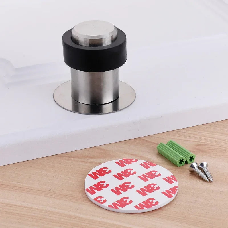 304 Stainless Steel Floor Door Stop – Screw or Adhesive Mount Floor Door Stop Peaceful Pleasures Health and Wellness 46mm-silver