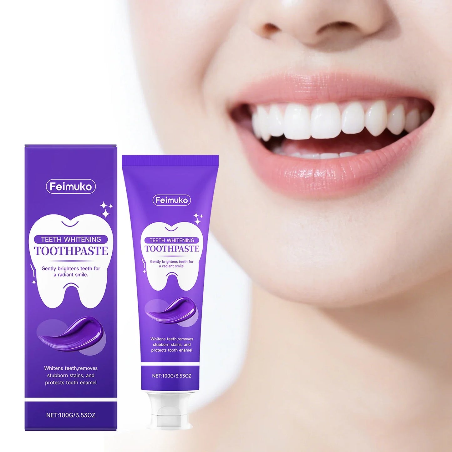 FEIMUKO Purple Whitening Toothpaste – Color Correction 100g