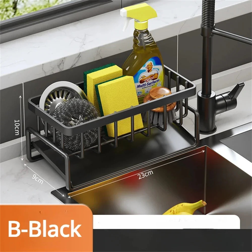 Kitchen Sink Sponge Holder & Drain Rack | Space Aluminum