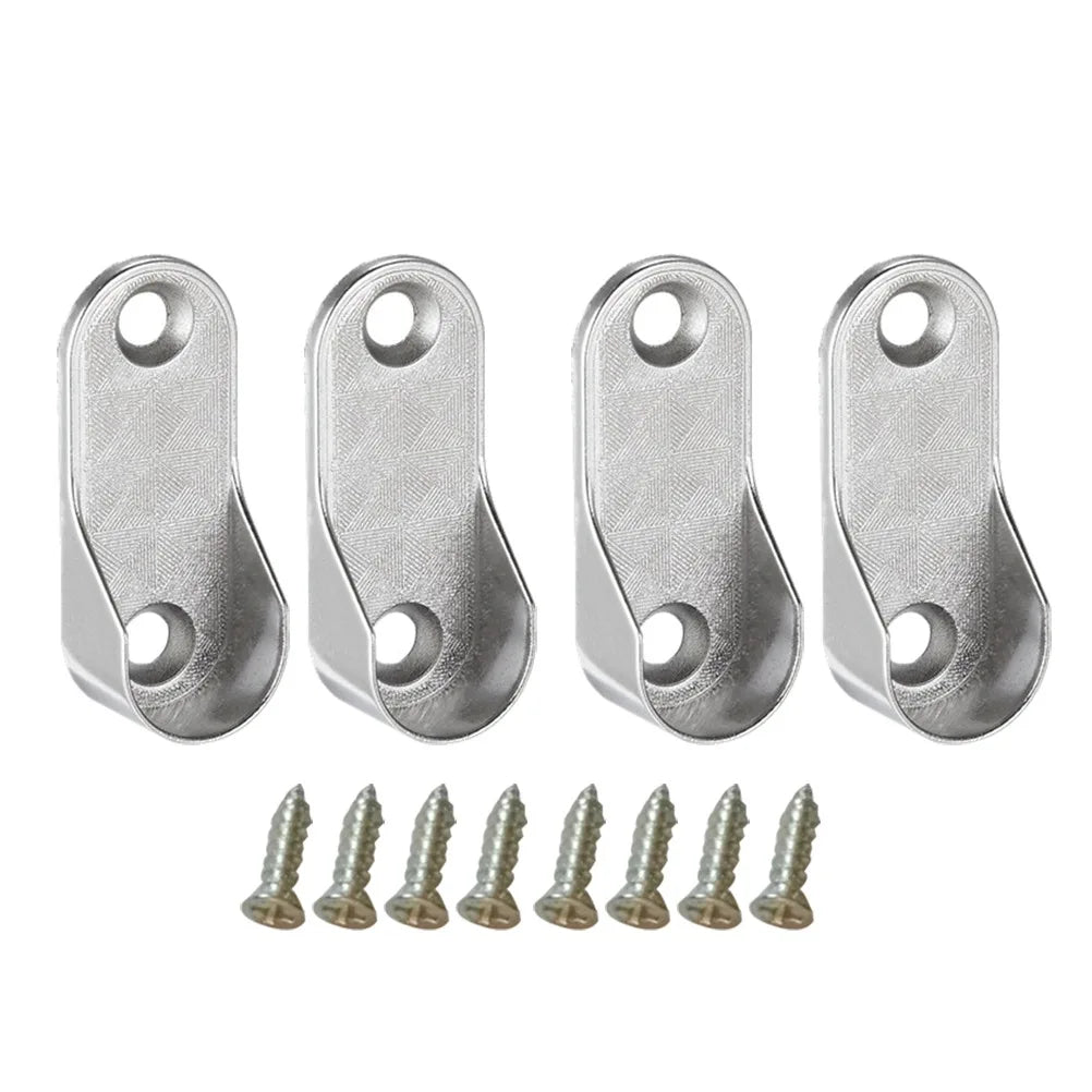 6/12/30pcs Oval Closet Rod End Supports Wardrobe Tube Support Bracket Clothes Hanging Rod End Holder With Screw Hardware Parts Peaceful Pleasures Health and Wellness 4 Support 8 Screw China Mainland
