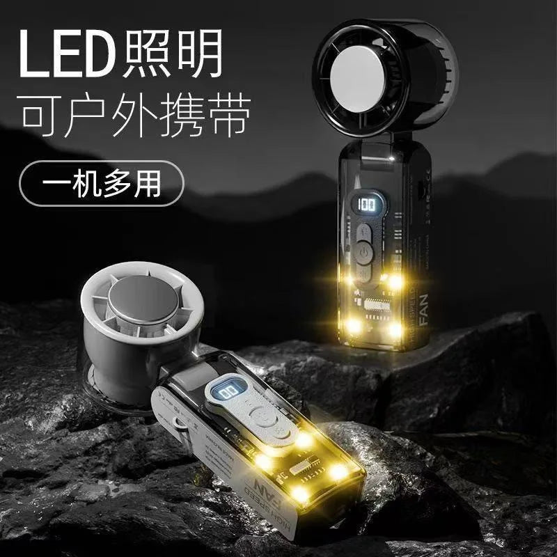 HOMEFISH Handheld High-Speed Cooling Fan Outdoor Transparent Mecha Fan USB Mini Desktop Turbine Ice Home Appliances Fan Peaceful Pleasures Health and Wellness