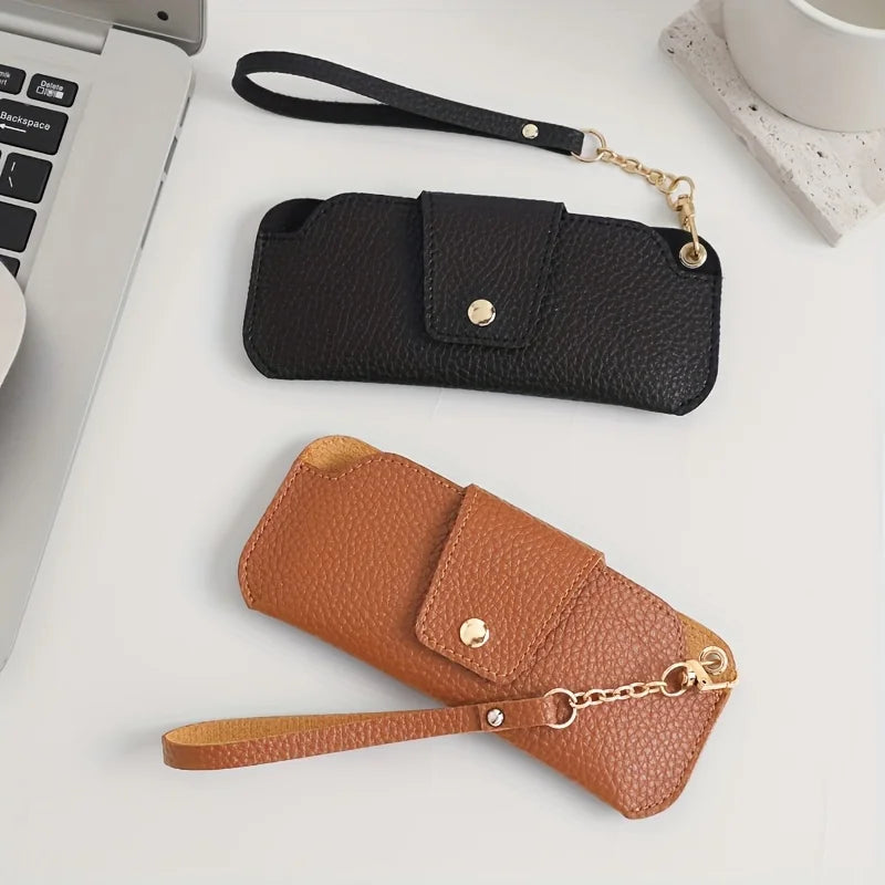 Slim PU Leather Sunglass Case with Wrist Strap | Travel
