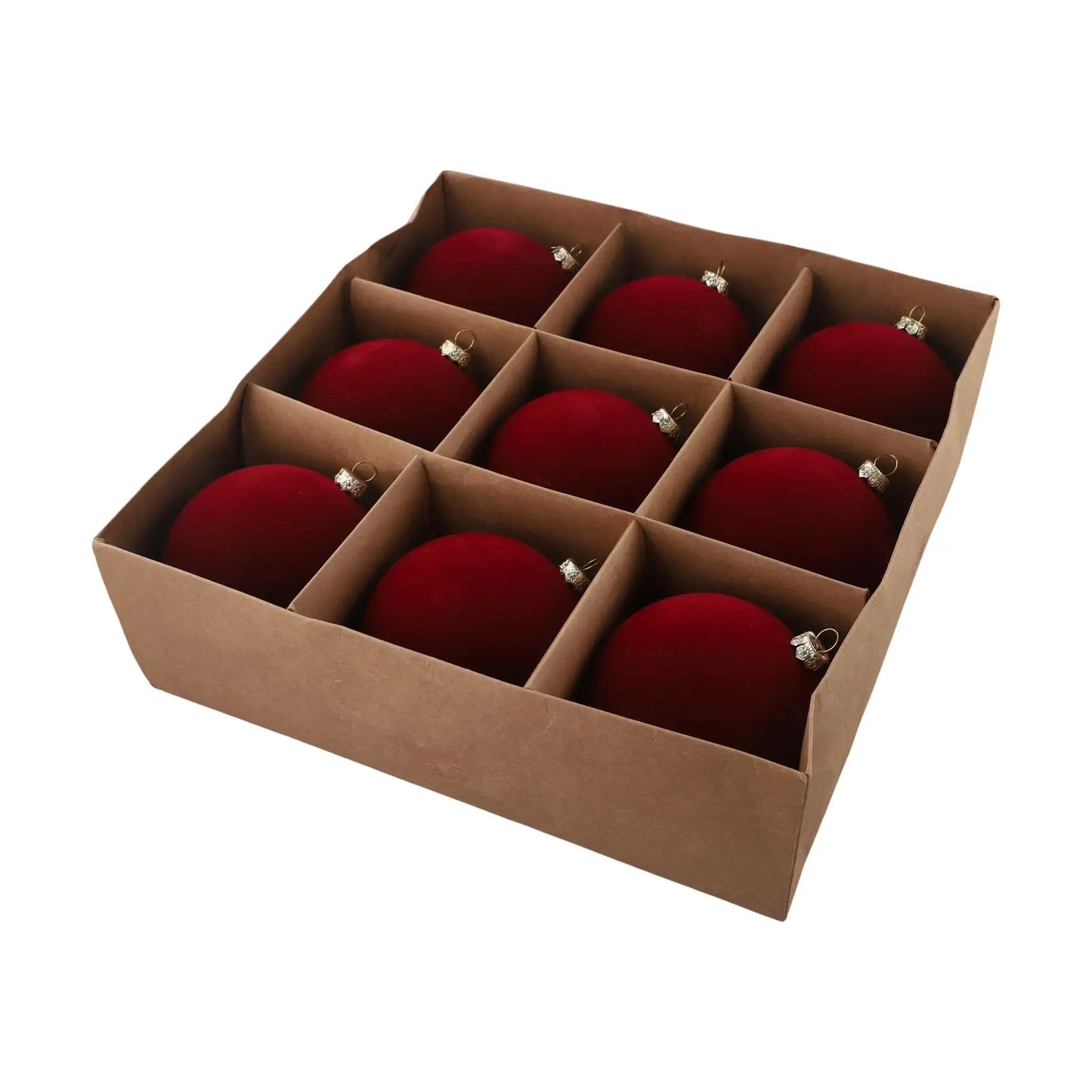 9-Pack Velvet Christmas Ball Ornaments 10cm – Xmas Tree Decor