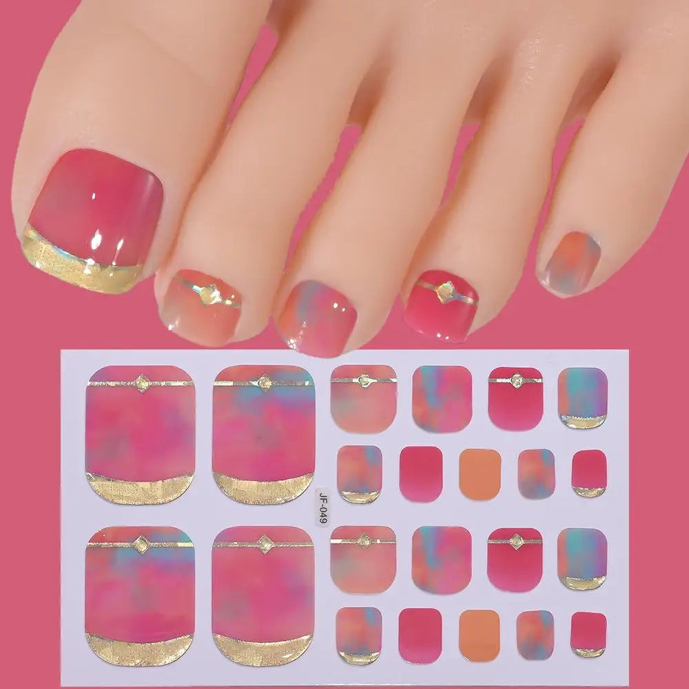 22tips/Sheet Glitter Toenail Stickers Glittering Full Wraps for Summer Pool and Beach for Nail Art and Decorative Nail Decals Peaceful Pleasures Health and Wellness S
