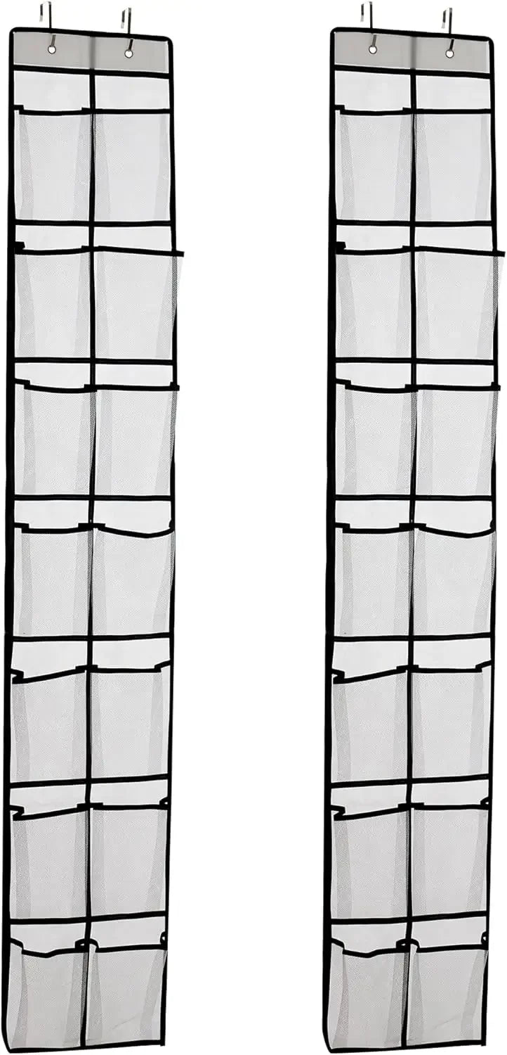 14-Pocket Over Door Shoe Organizer, White Hanging Rack for Closet Storage, 2-Pack Peaceful Pleasures Health and Wellness United States