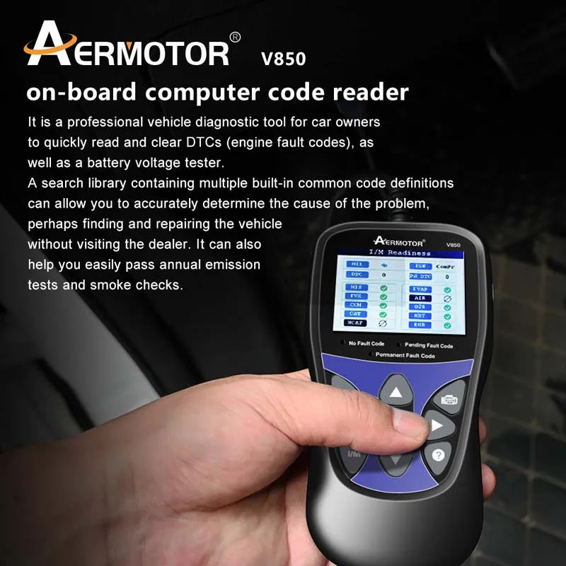 Aermotor V850 OBD2 Car Diagnostic Scanner & Code Reader
