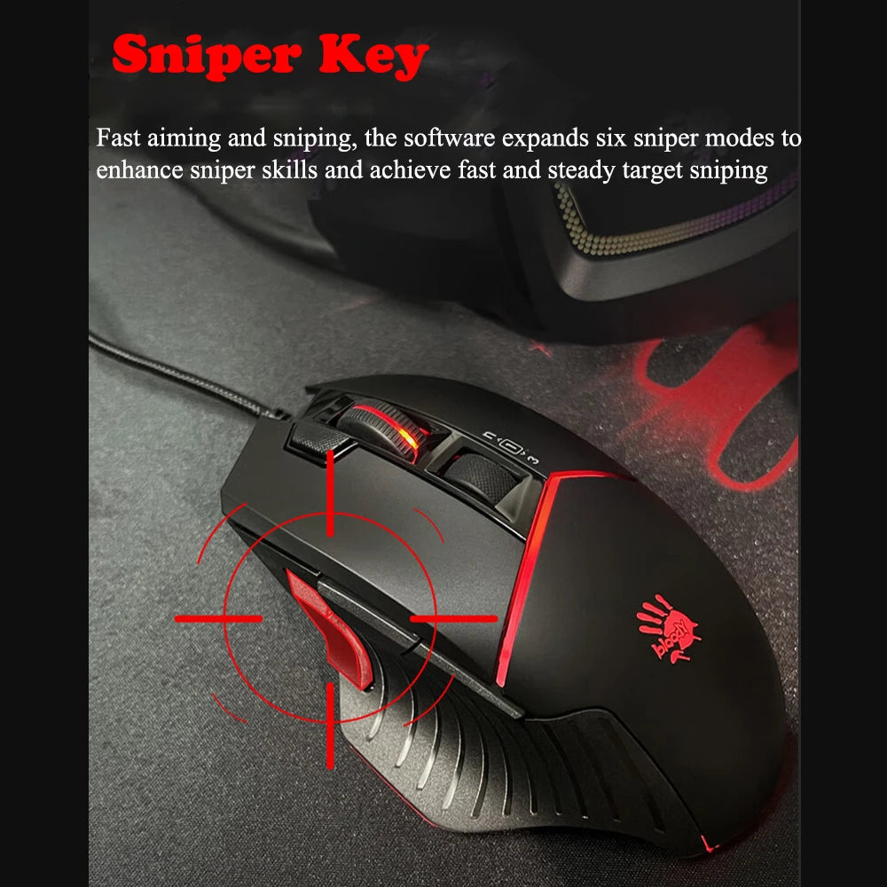 W95 Max Gaming Mouse for Bloody Wired Macro Programming Laptop Desktop Computer with RGB Backlight Mice Peaceful Pleasures Health and Wellness