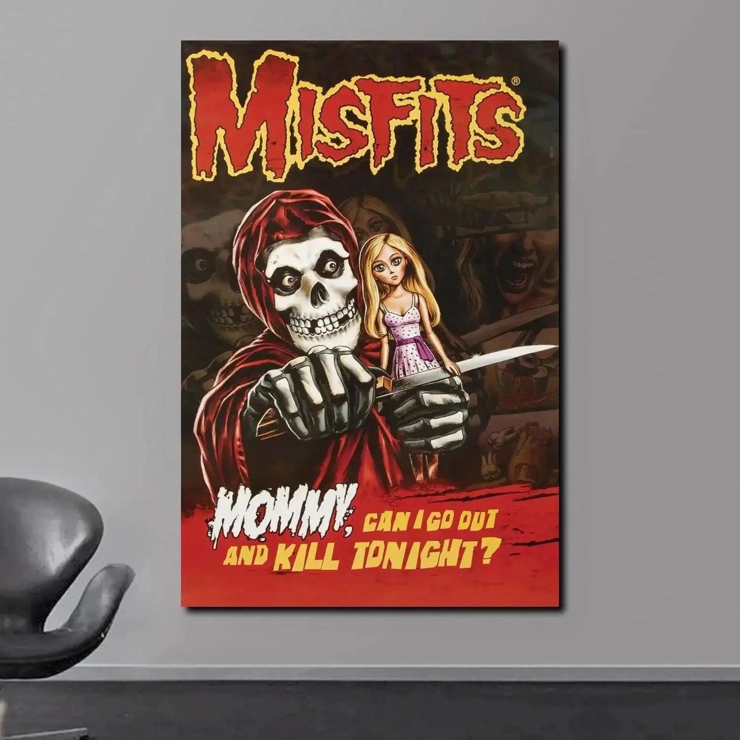 Misfits Hot Poster Horror Punk Rock Music Canvas Painting Wall Art Picture Retro Posters Prints for Bedroom Bar Club Home Decor Peaceful Pleasures Health and Wellness 1 40x60cm Unframed