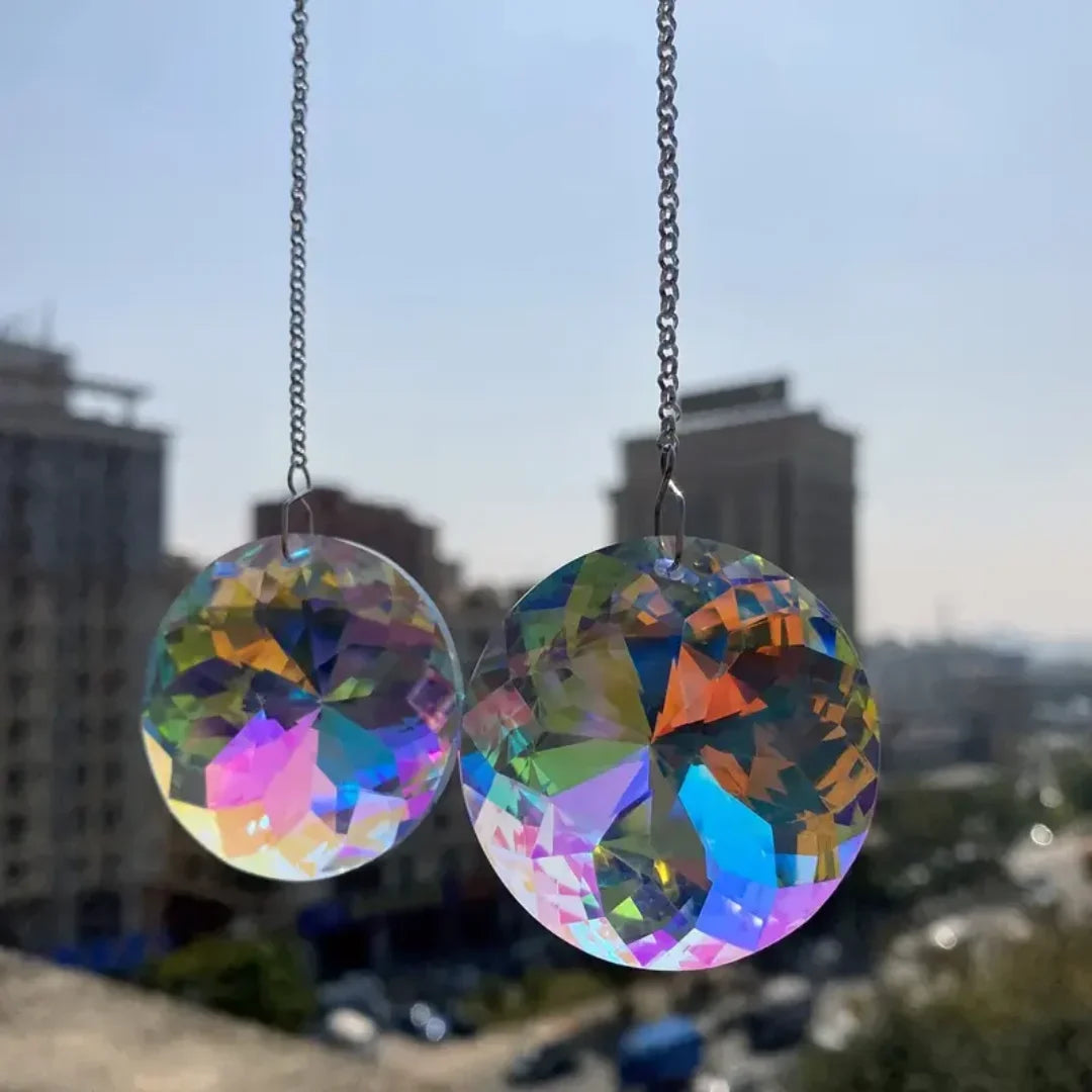 Round Crystal Glass Sun Catchers – Rainbow Maker, Set of 2