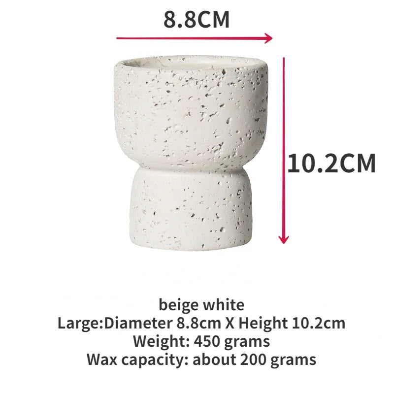 Simple Cement Household Aromatherapy Candles Empty Cups DIY High-value Handicrafts Indoor Candle Holders Decorative Ornaments Peaceful Pleasures Health and Wellness large beige white