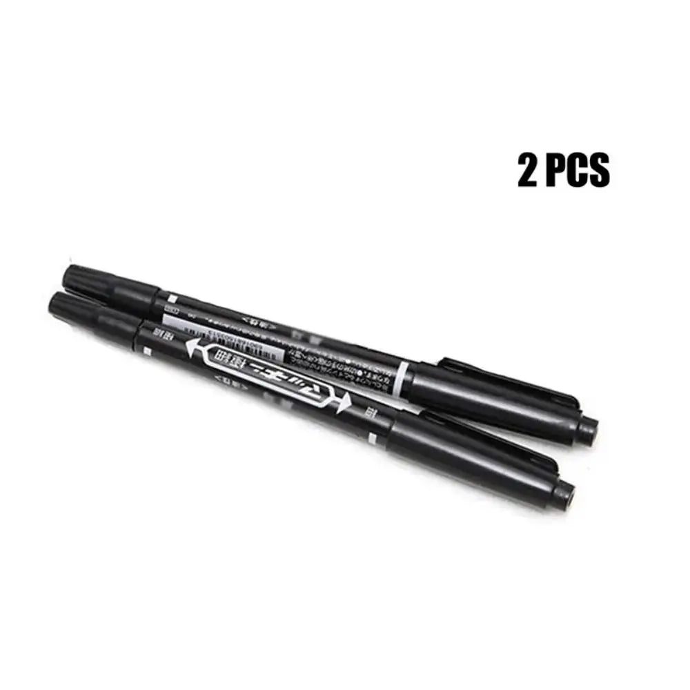 2Pcs/set Thin Pen Tip Tattoo Skin Marker Pen Black/Red/Blue Ink Waterproof Double Headed Marker Pen Large Capacity Stationery Peaceful Pleasures Health and Wellness Black