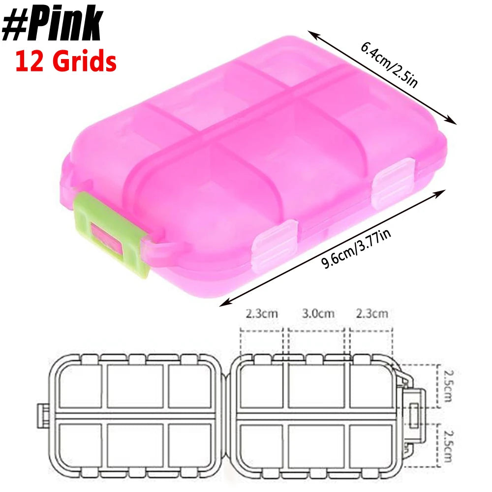 1Pcs Pill Case Portable Small Weekly Travel Pill Organizer Portable Pocket Pill Box Dispenser for Purse Vitamin Fish Oil Pillbox Peaceful Pleasures Health and Wellness 12 Grids-Pink