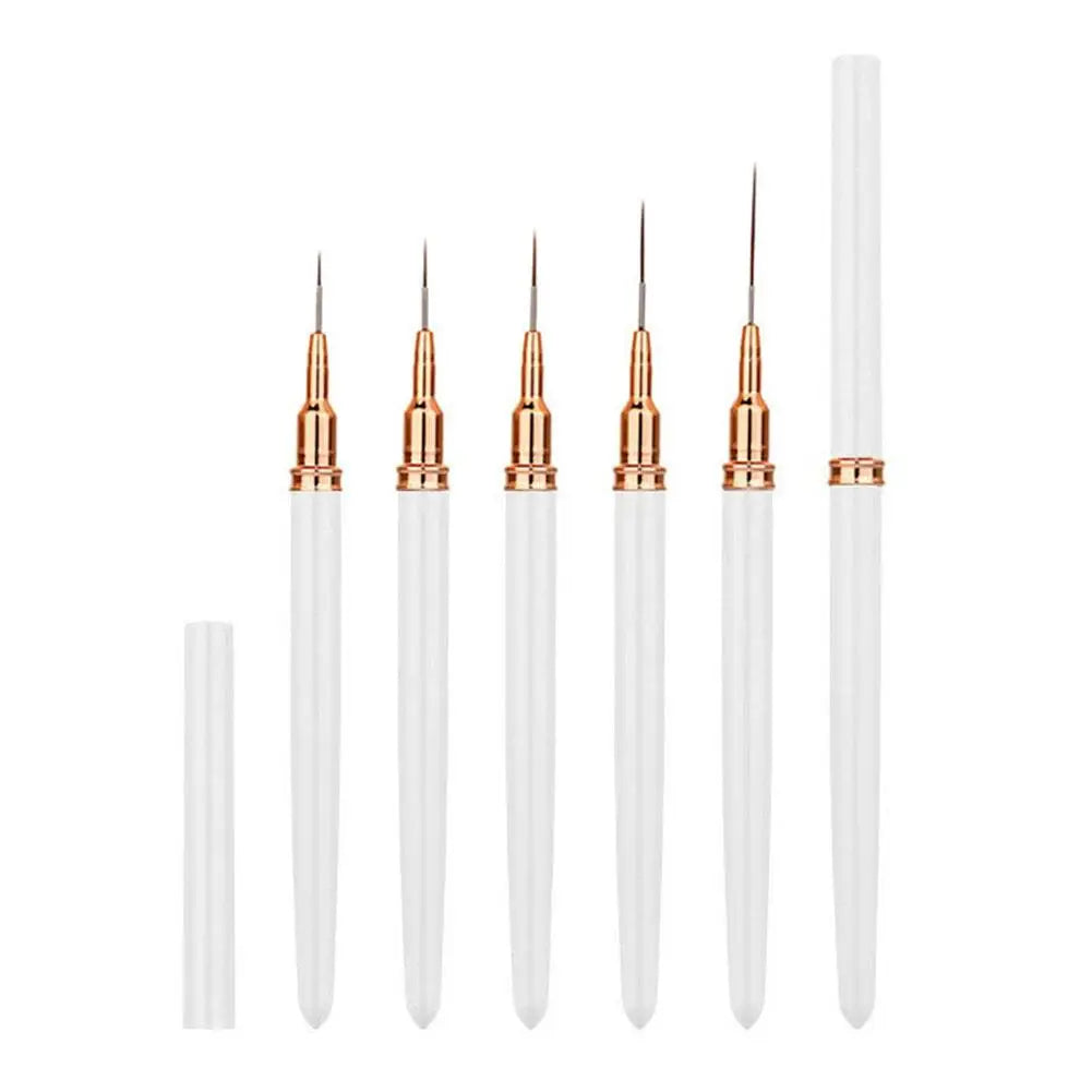 5-Piece Nail Art Liner Brush Set – UV Gel & Polish Nail Care Peaceful Pleasures Health and Wellness white