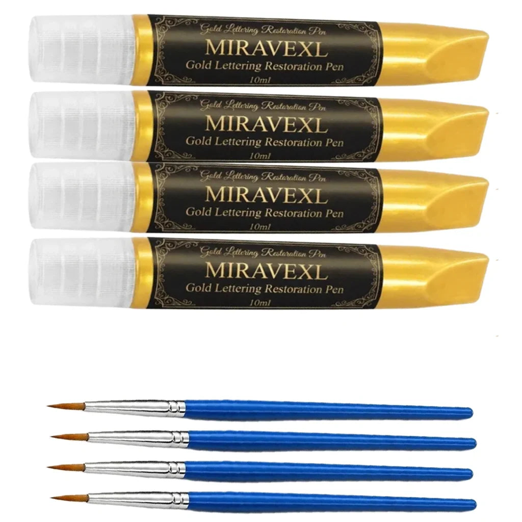 Gold Headstone Restoration Marker & Brush Set – 10ml