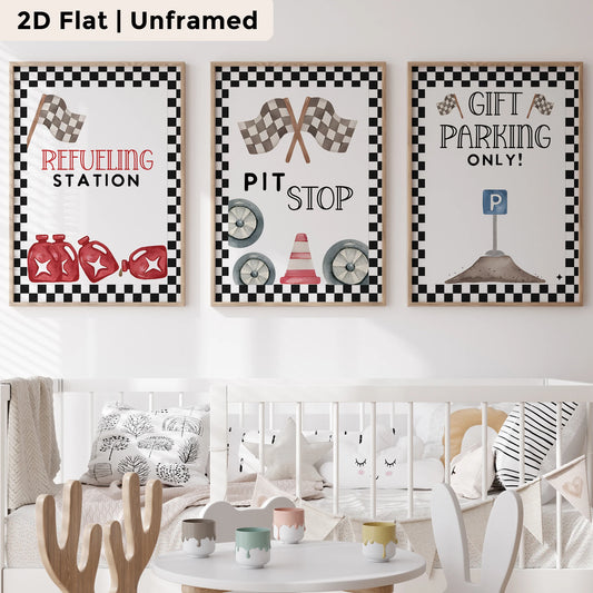 3-Piece Cartoon Gas Station Canvas Wall Art | Kids Room Decor Canvas Wall Art Set Peaceful Pleasures Health and Wellness CH165-3pcs 60x80cm Unframed