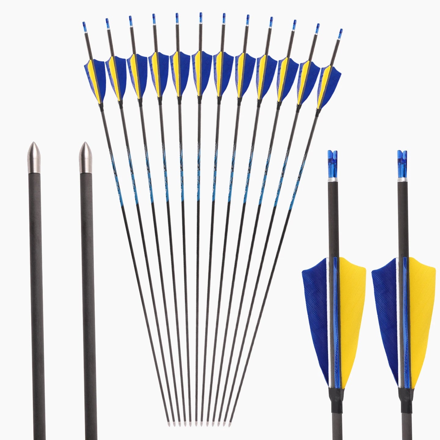 ACCMOS Archery Pure Carbon Complete Arrow ID Spine 300-1000 Recurve