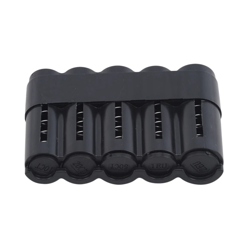 Coin Box Plastics Small Change Euro Multi Layer Stacking High-capacity Convenient Practical and User-friendly Storage Box Peaceful Pleasures Health and Wellness black