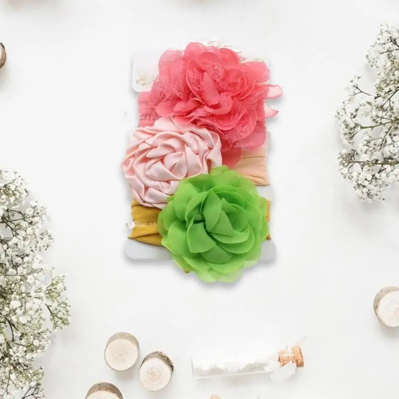 Baby Girl Floral Headband | Soft Nylon Elastic Hair Wrap 0–3Y