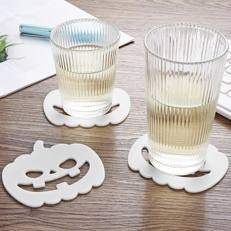 Halloween Glow-in-Dark Spider Web Pumpkin Coasters – 1-10 Pack