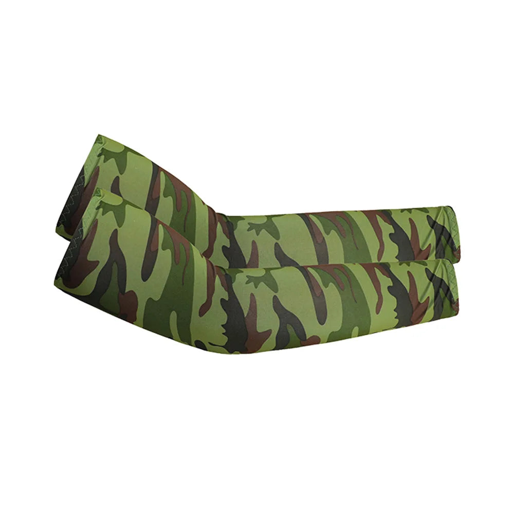 Cycling Sun Protection Ice Silk Sleeves Comfortable Breathable and UV-resistant Arm Protection Sleeves for Outdoor Cycling Peaceful Pleasures Health and Wellness Military green-1pair
