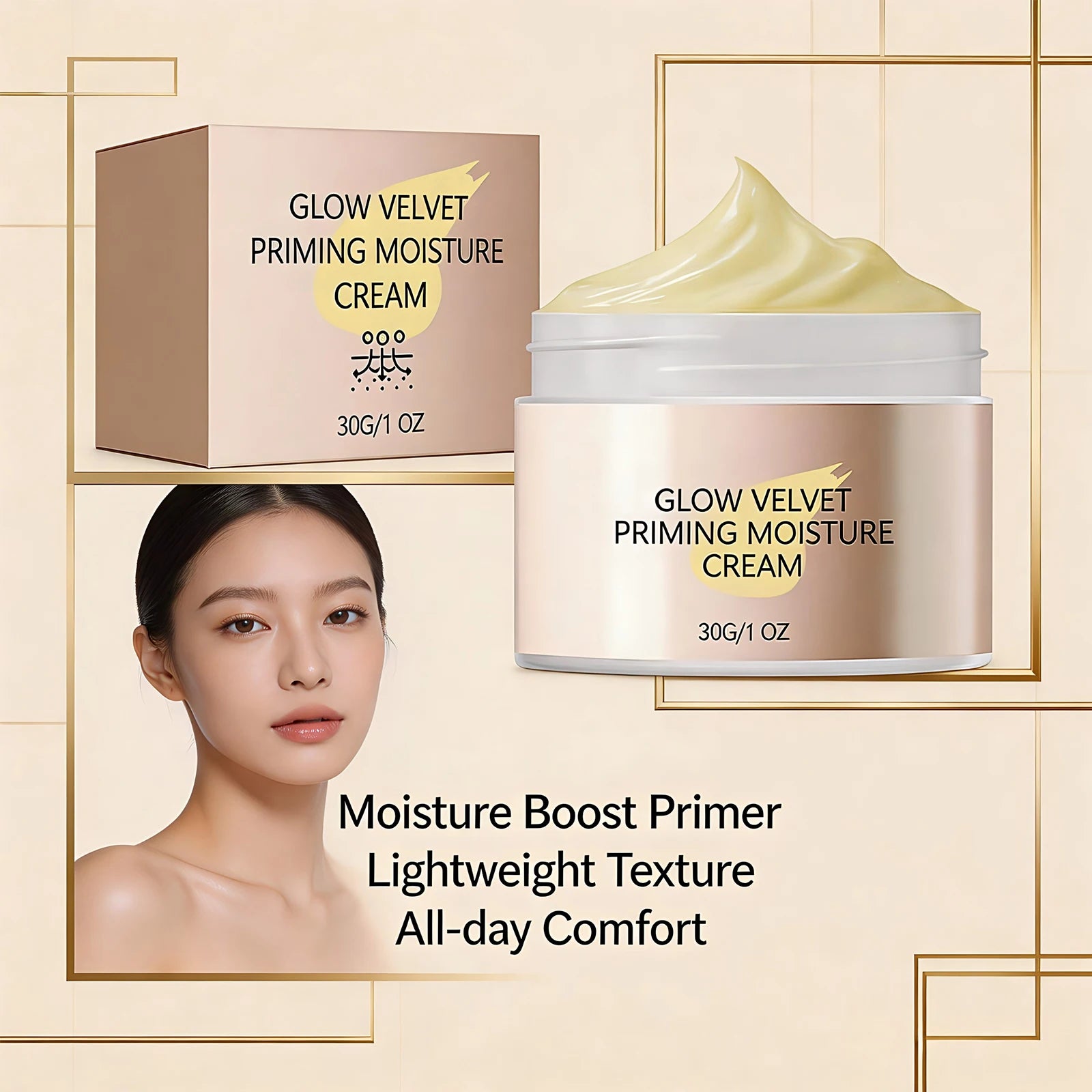 Velvet Primer Moisturizer Invisible Pore Oil Control Long-Lasting Hydrating Face Primer for Smooth Radiant Skin Face Cream Peaceful Pleasures Health and Wellness