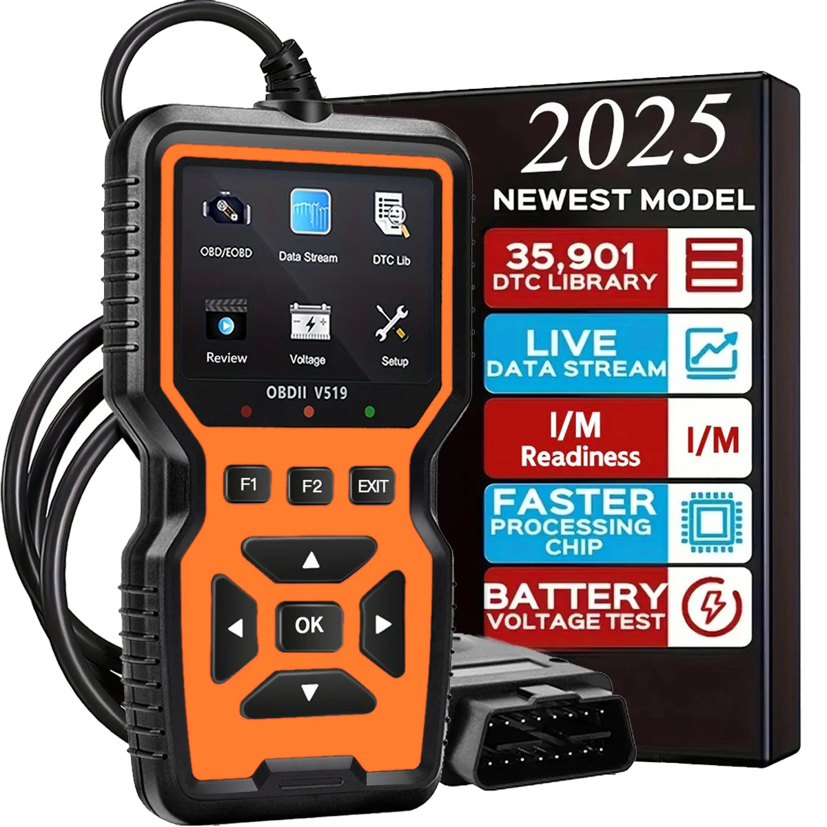 OBD2 Scanner V519 – Engine Code Reader & Voltage Tester Peaceful Pleasures Health and Wellness Orange