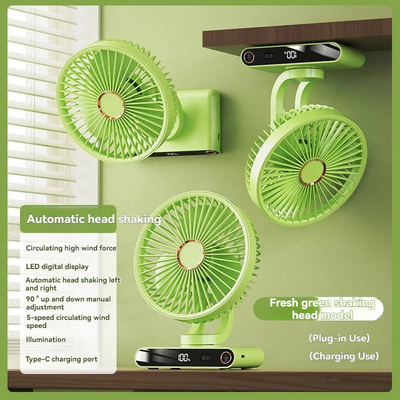 URGGU F6 5-Speed Clip Fan – Digital Display & Night Light
