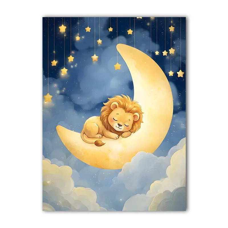 Nordic Animal Moon Canvas Print – Baby Nursery Wall Art Poster Nursery Canvas Print Peaceful Pleasures Health and Wellness 03 15x20cm No Frame China Mainland